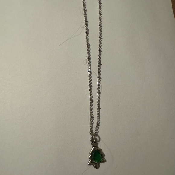 Silver and Green seaglass Tree Pendant Necklace - Picture 2 of 3